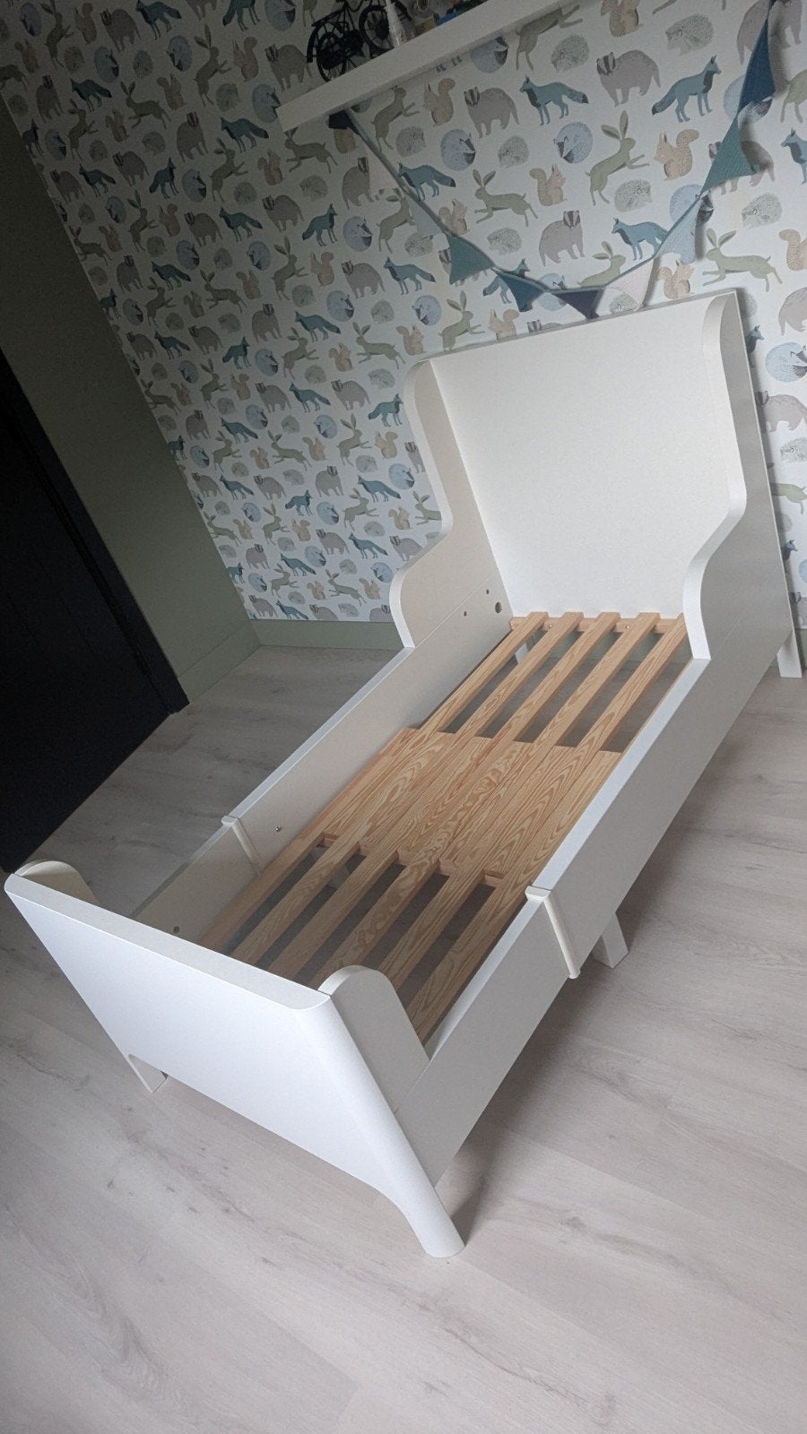 Ikea Busunge Meegroeibed wit 80x200 cm, Ophalen, Gebruikt, 70 tot 85 cm, Lattenbodem