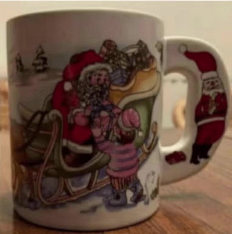 Kerstmis mok, beker kerstman, rendieren, sneeuw, Ophalen of Verzenden, Zo goed als nieuw, Overige stijlen, Kop(pen) en/of Schotel(s)