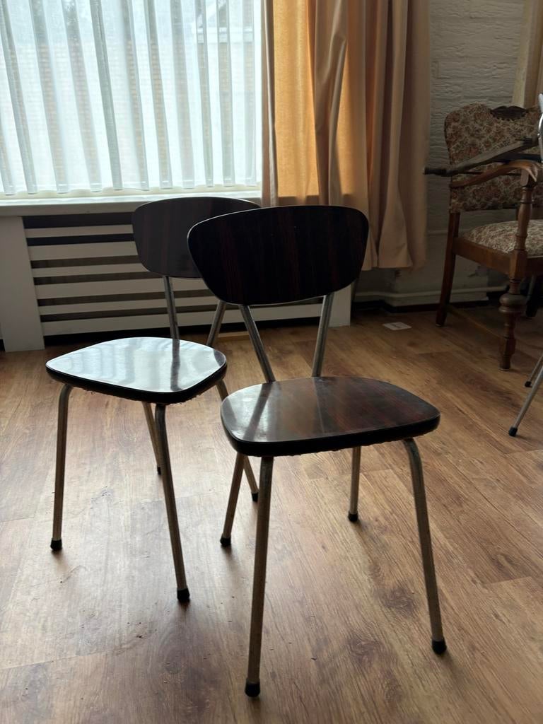 2 kleine formica stoeltjes vintage, Antiek en Kunst, Antiek | Meubels | Stoelen en Banken, Ophalen