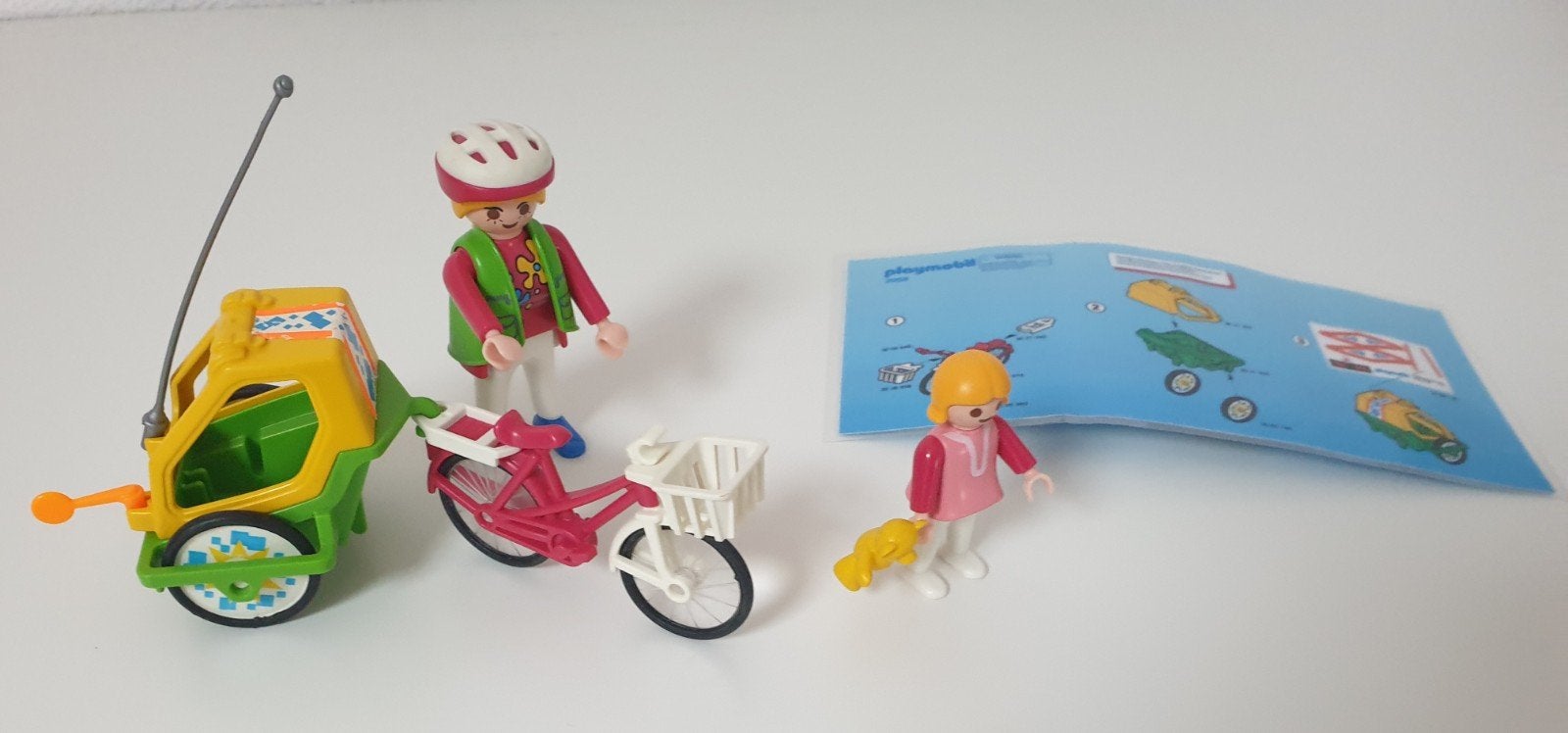 Playmobil 3068 Fiets met Aanhanger en Figuren, Gebruikt, Complete set, Ophalen of Verzenden, Figuren