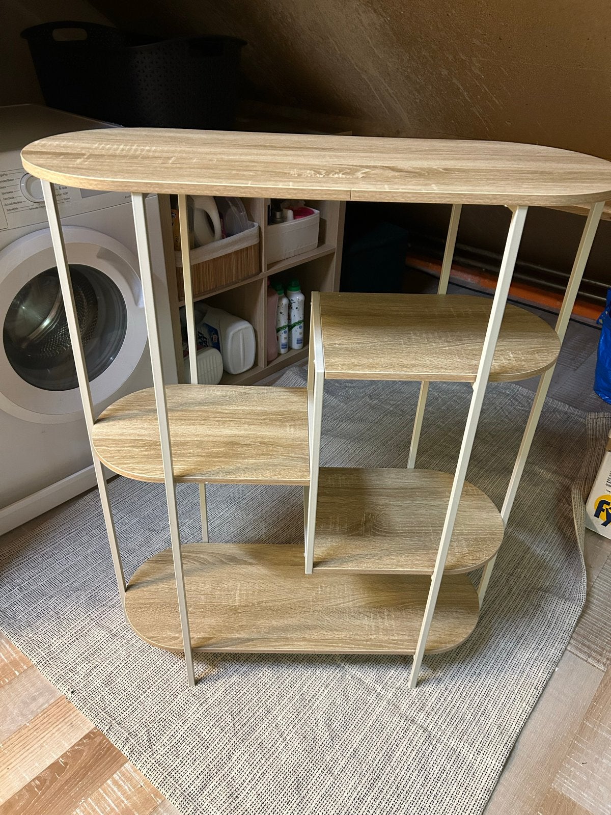 Stijlvolle Houten Boekenplank met Metalen Frame, Ophalen, Zo goed als nieuw