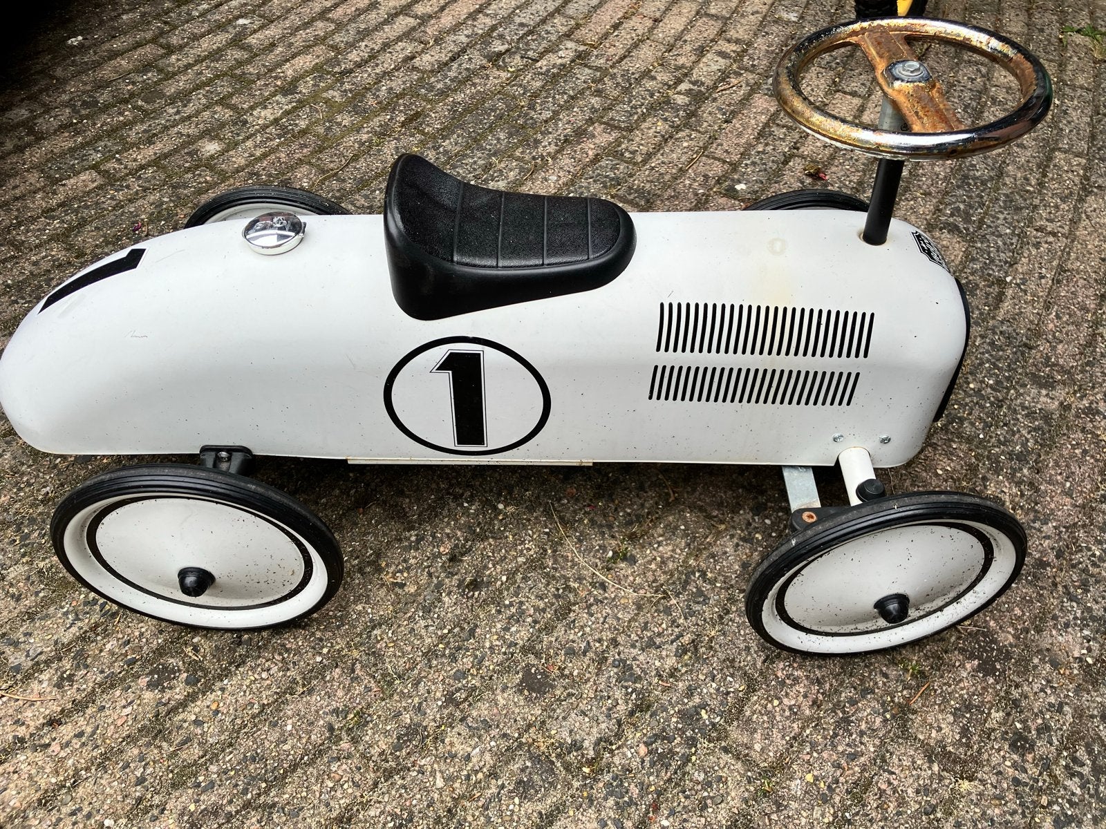 Retro Roller Loopauto Wit - Vintage Raceauto Design, Kinderen en Baby's, Speelgoed | Buiten | Voertuigen en Loopfietsen, Ophalen