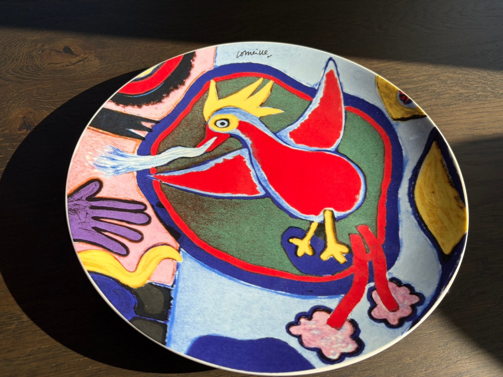 Corneille keramisch kunstbord 30 cm – Rode Vogel – puntgaaf, Antiek en Kunst, Ophalen