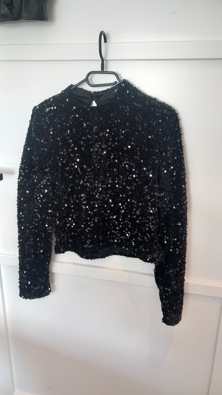 Zwarte glitter blouse maat S - Zo goed als nieuw, Ophalen