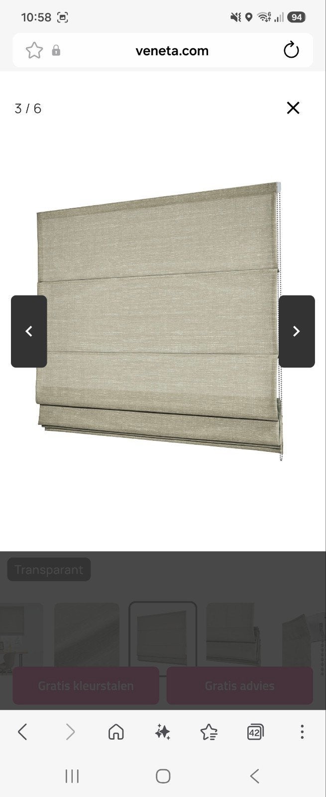Veneta Vouwgordijn Chai Linnen VCHAG06, 10 stuks, Overige merken, Beige, 202 cm, Nieuw