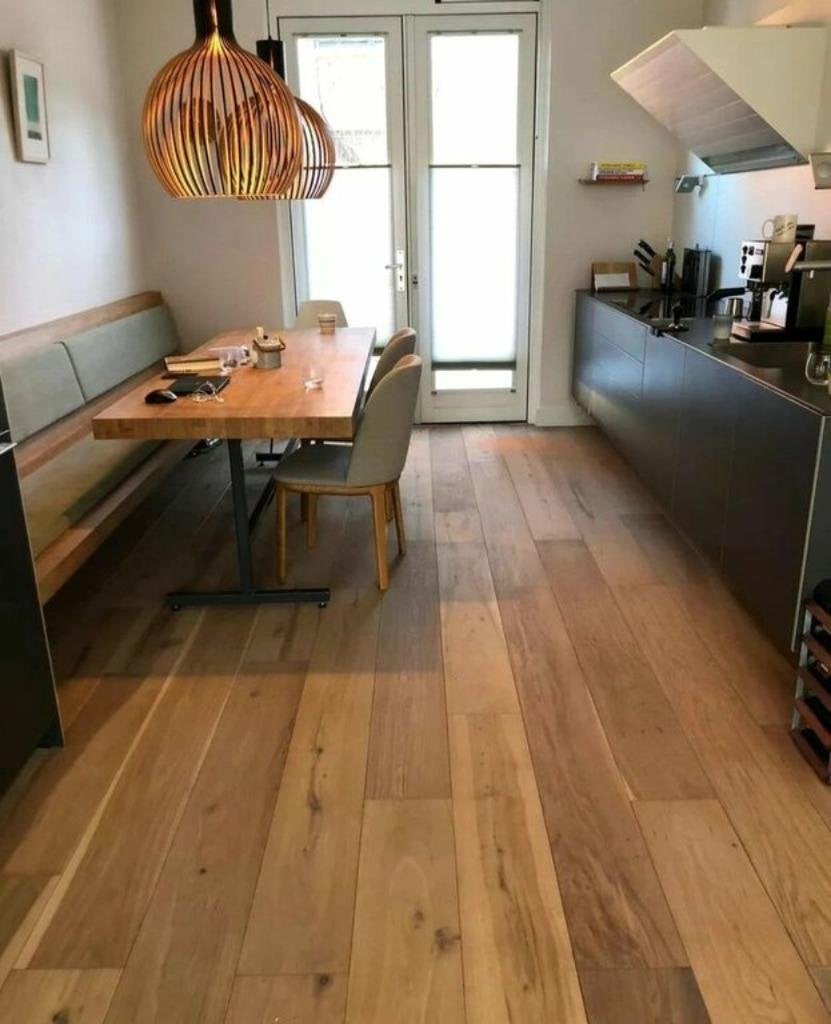 145M2 EIKEN VLOER MULTIPLANK GEOLIED 18CM BREED, Huis en Inrichting, Ophalen of Verzenden, Nieuw, 75 m² of meer, Parket