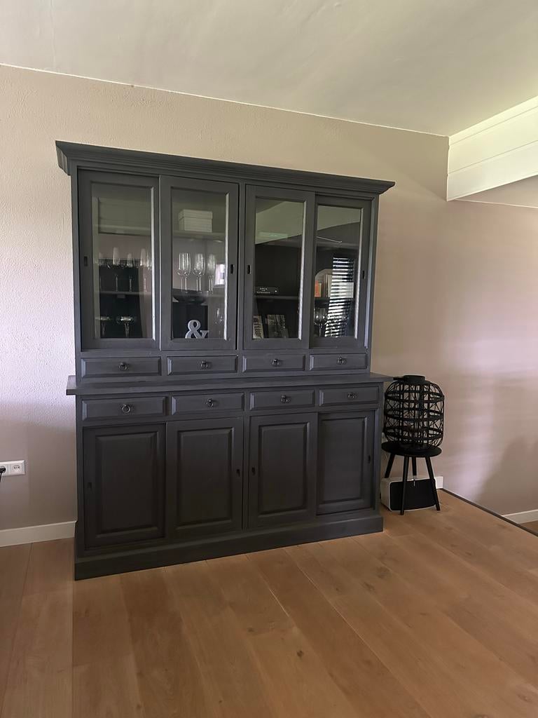 Stijlvolle Grijze Buffetkast HxBxD 210-180-53, Huis en Inrichting, Kasten | Buffetkasten, Gebruikt, 200 cm of meer, 150 tot 200 cm