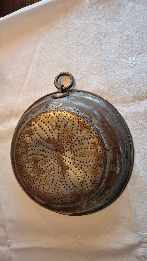 Antieke vergiet, koper, Ophalen of Verzenden