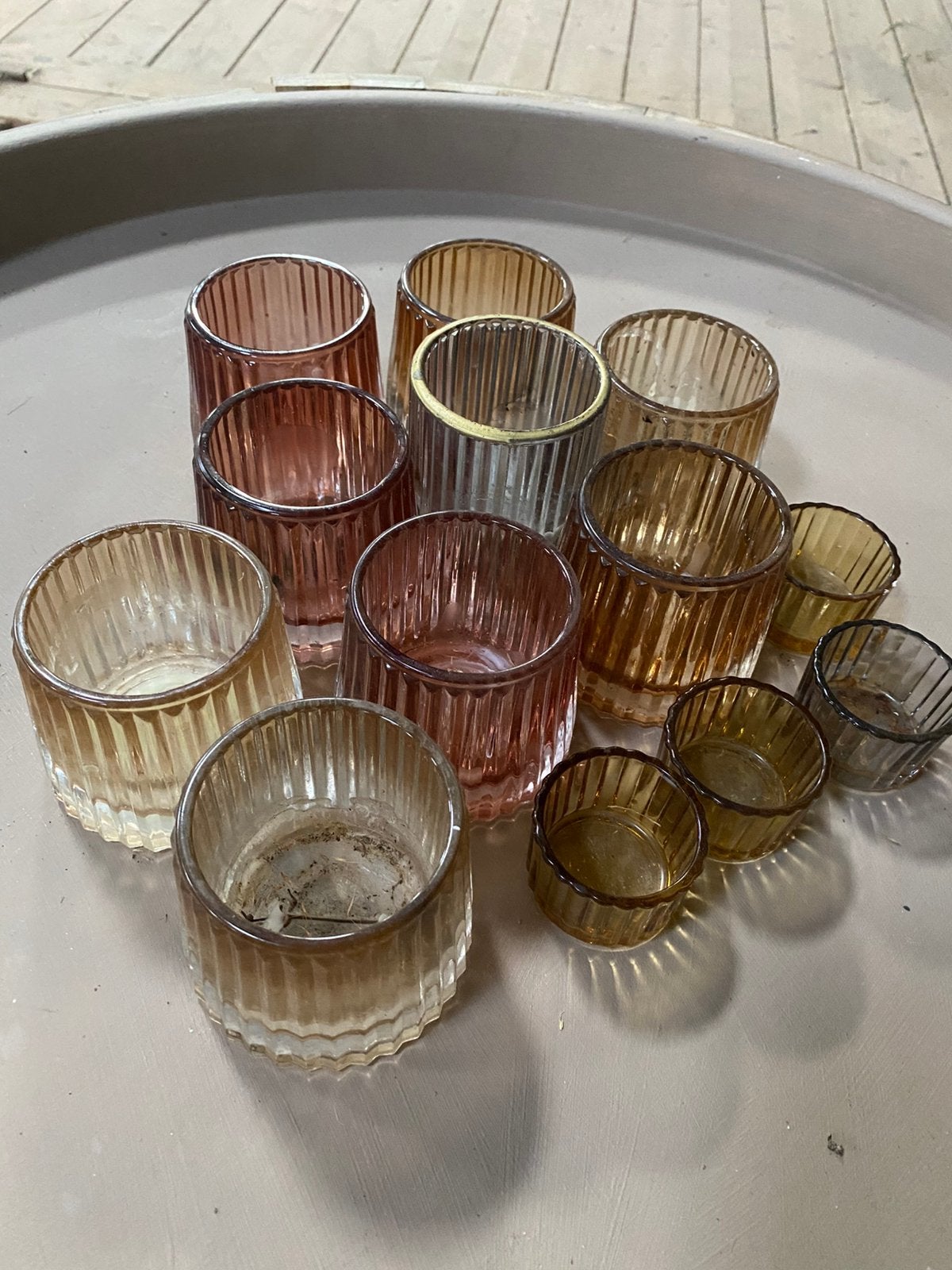 Waxinelichthouders, Ophalen, Gebruikt, Meerkleurig, Glas