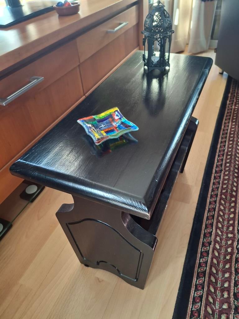Zwarte houten salontafel met opbergruimte, Gebruikt, 100 tot 150 cm, Klassiek, Modern, Minder dan 50 cm
