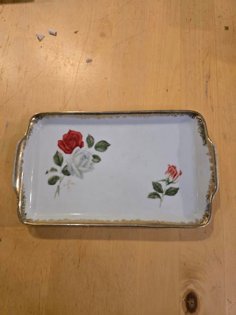 Vintage Schoteltje met Rozen Decoratie, Ophalen of Verzenden