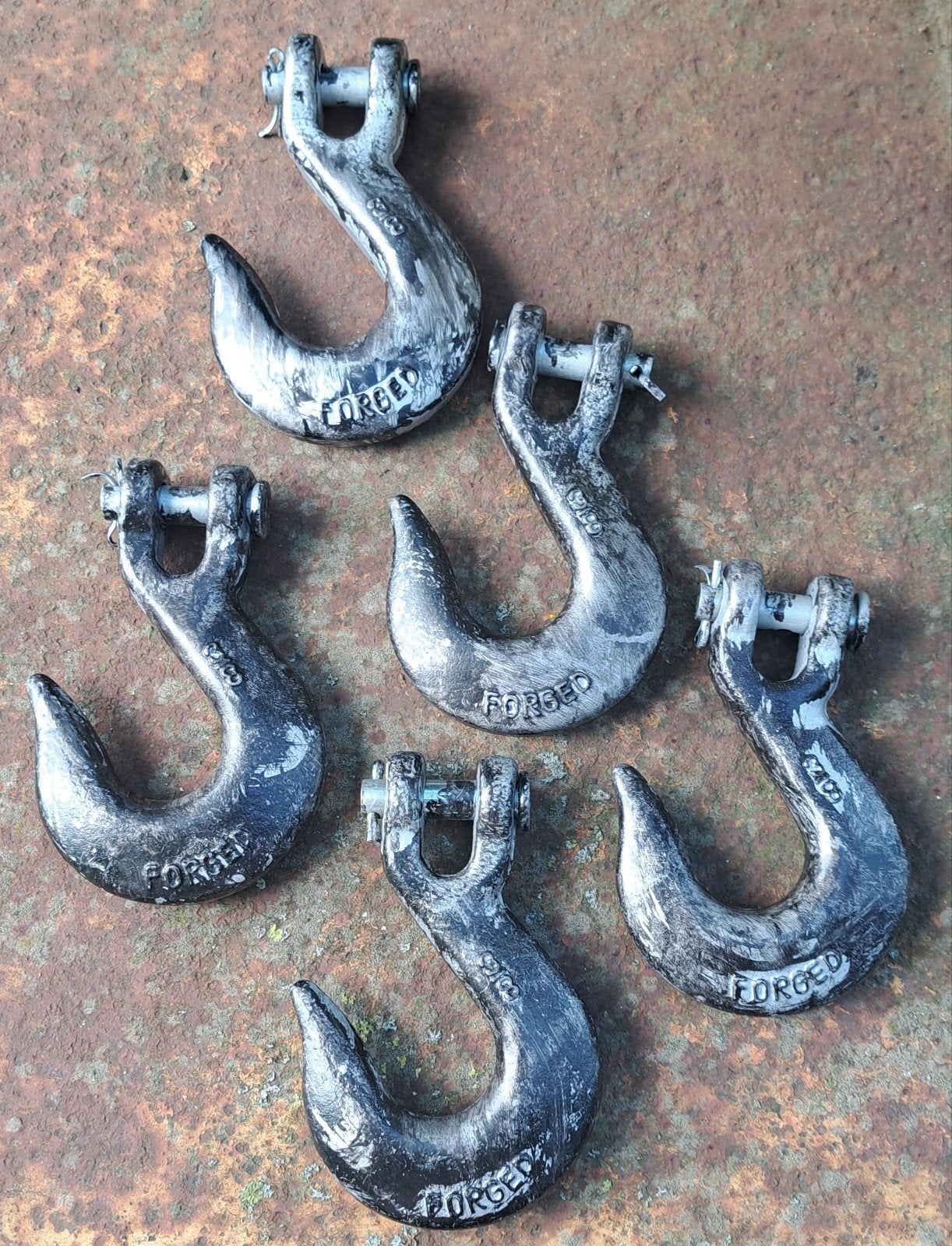 5 metalen hijshaken 12,5 cm industrieel verlichting, Ophalen of Verzenden, Gebruikt, 100 tot 250 mm, Overige typen
