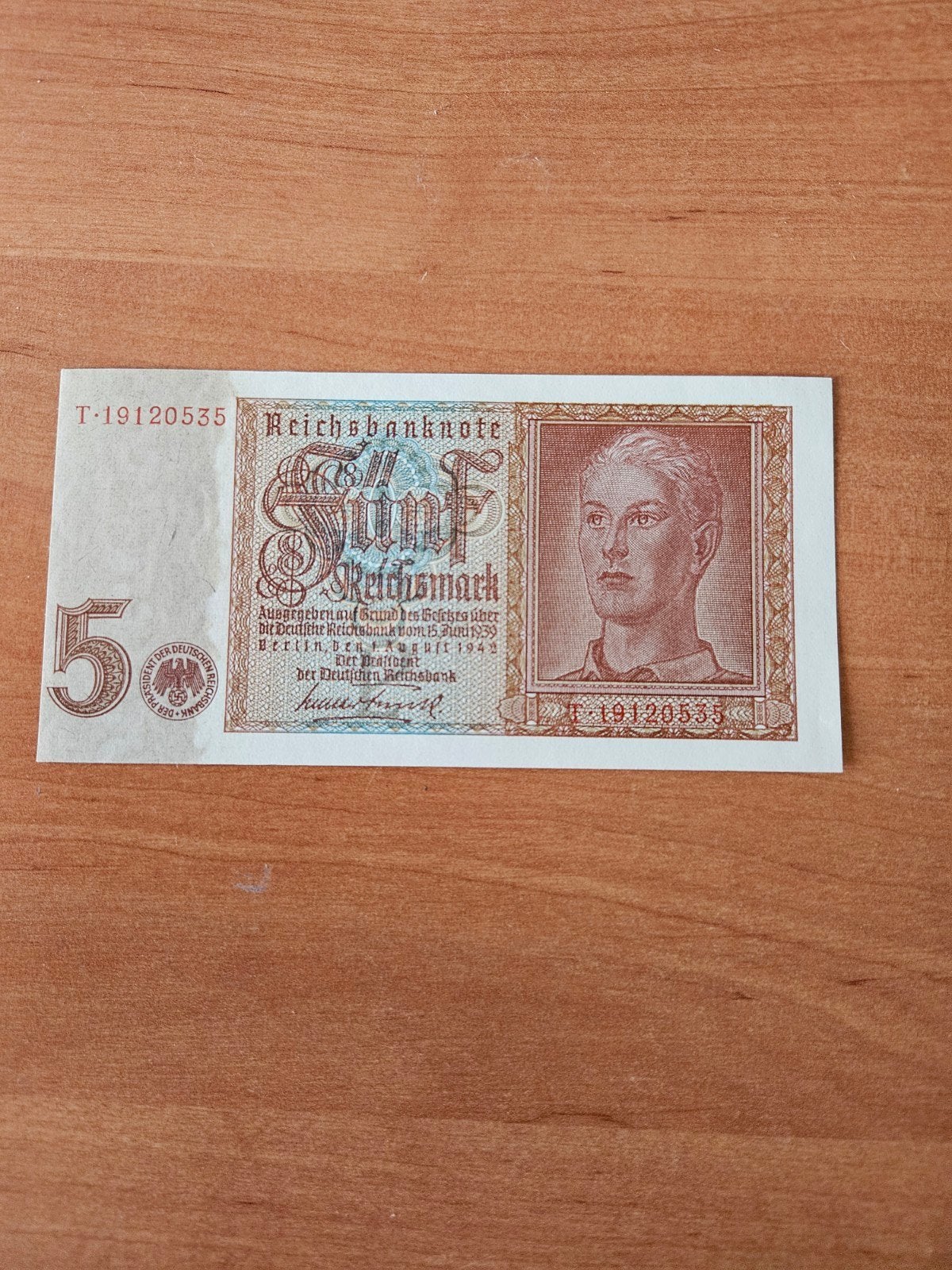 5 Reichsmark Duitsland 1942 jaar aUNC, Postzegels en Munten, Bankbiljetten | Europa | Niet-Eurobiljetten, Ophalen of Verzenden
