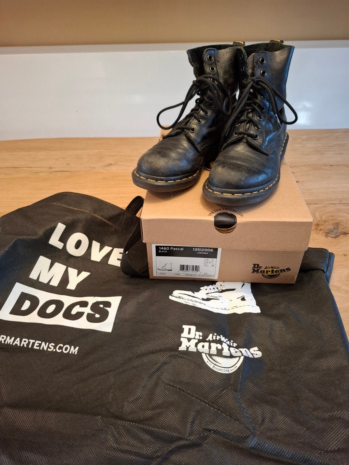 Dr. Martens 1460 Pascal Virginia laarzen - Maat 38, Ophalen, Zwart, Lage of Enkellaarzen, Dr. Martens