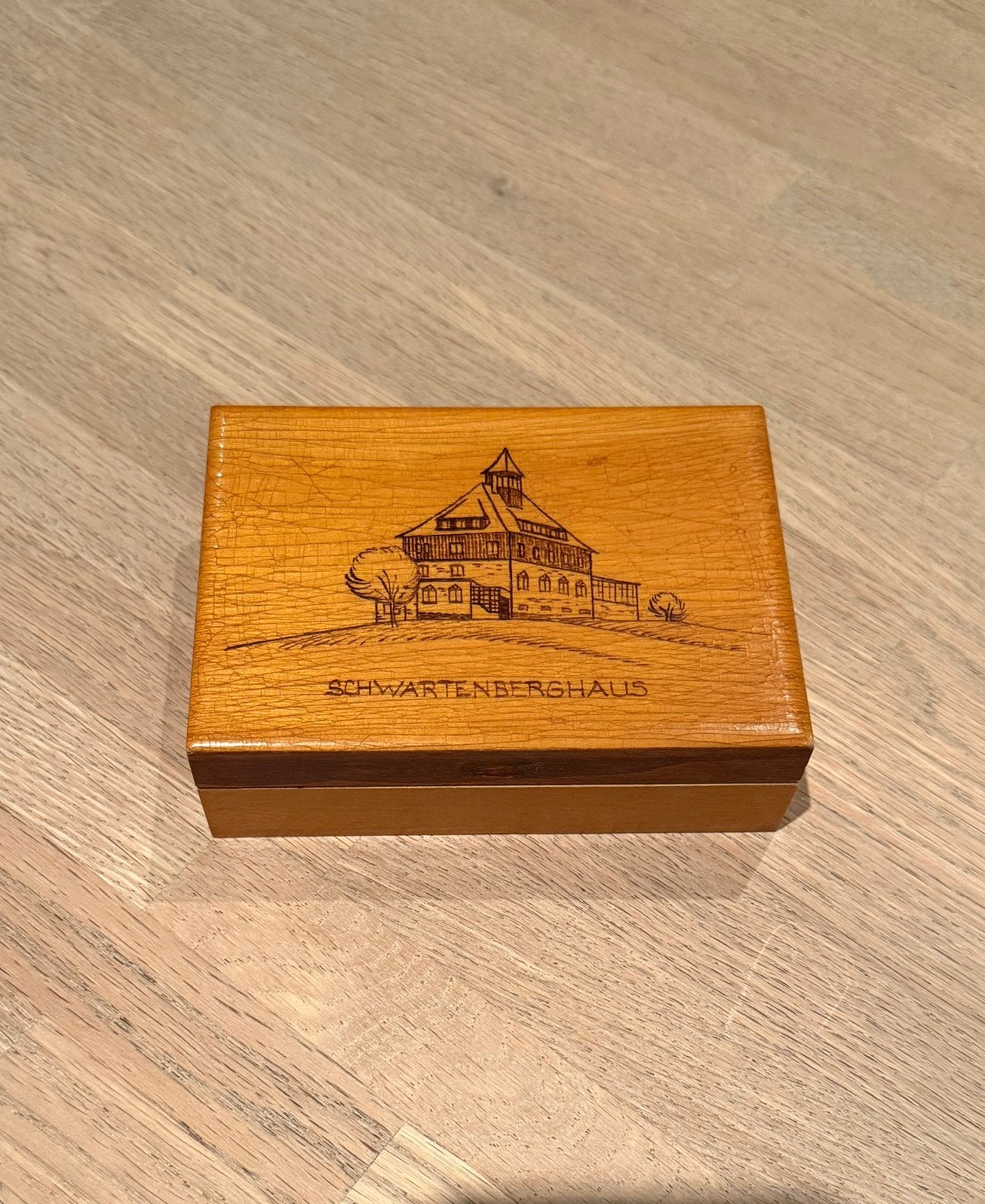 Houten opberg doosje uit de DDR. Handgemaakt., Antiek en Kunst, Ophalen of Verzenden
