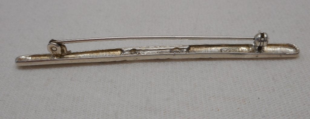 Zilveren modernist broche Teka met steentjes nr.283, 4 tot 7 cm, Verzenden, Zo goed als nieuw, Zilver