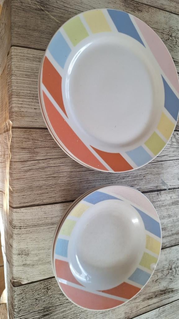 Vintage Porseleinen Borden Set - 4 Platte & 4 Diepe Borden, Ophalen