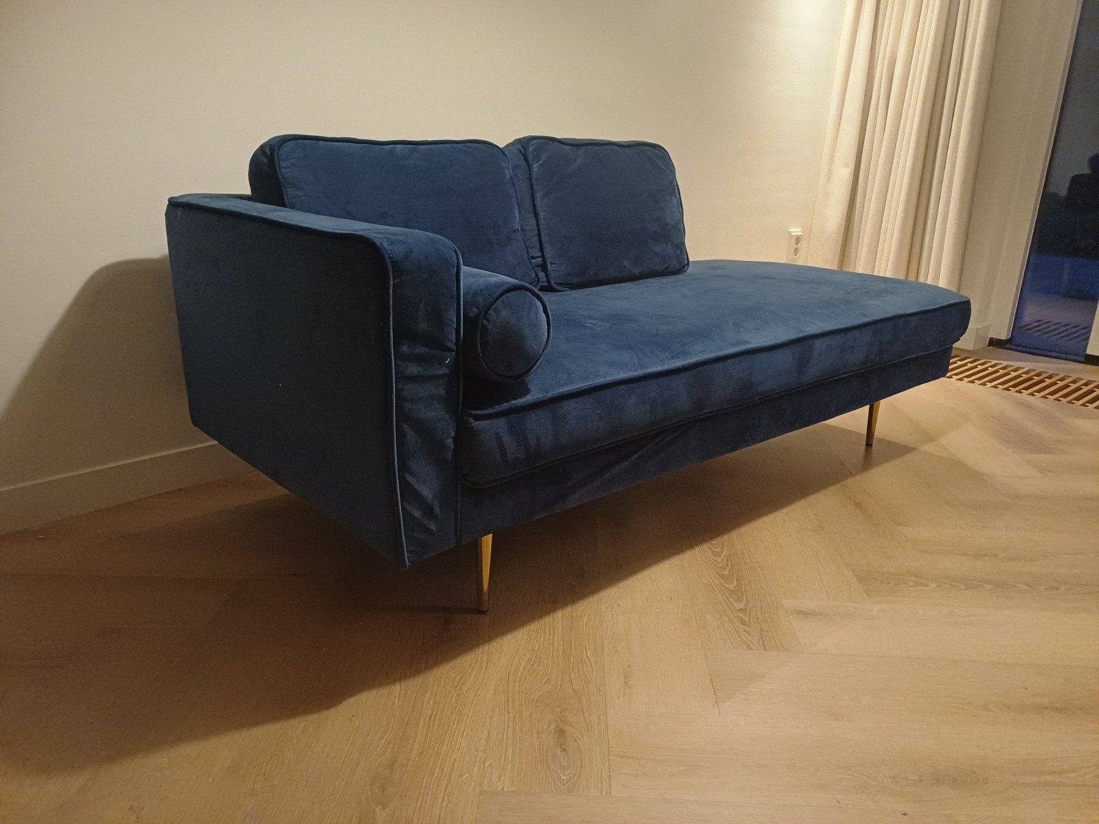 Stijlvolle blauwe chaise longue, zo goed als nieuw, Ophalen, Eenpersoons, 75 tot 100 cm, Zo goed als nieuw
