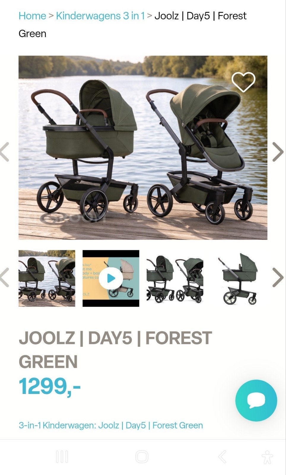 Foto 2 van Joolz Day5 Forest Green 3-in-1 Kinderwagen met accessoires