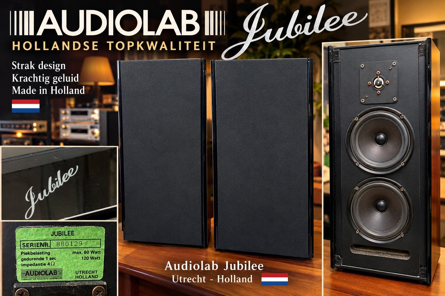 Audiolab Jubilee – Hollandse topkwaliteit, Audio, Tv en Foto, Speakerset, Info@audiolab.nl, 60 tot 120 watt, Audiolab