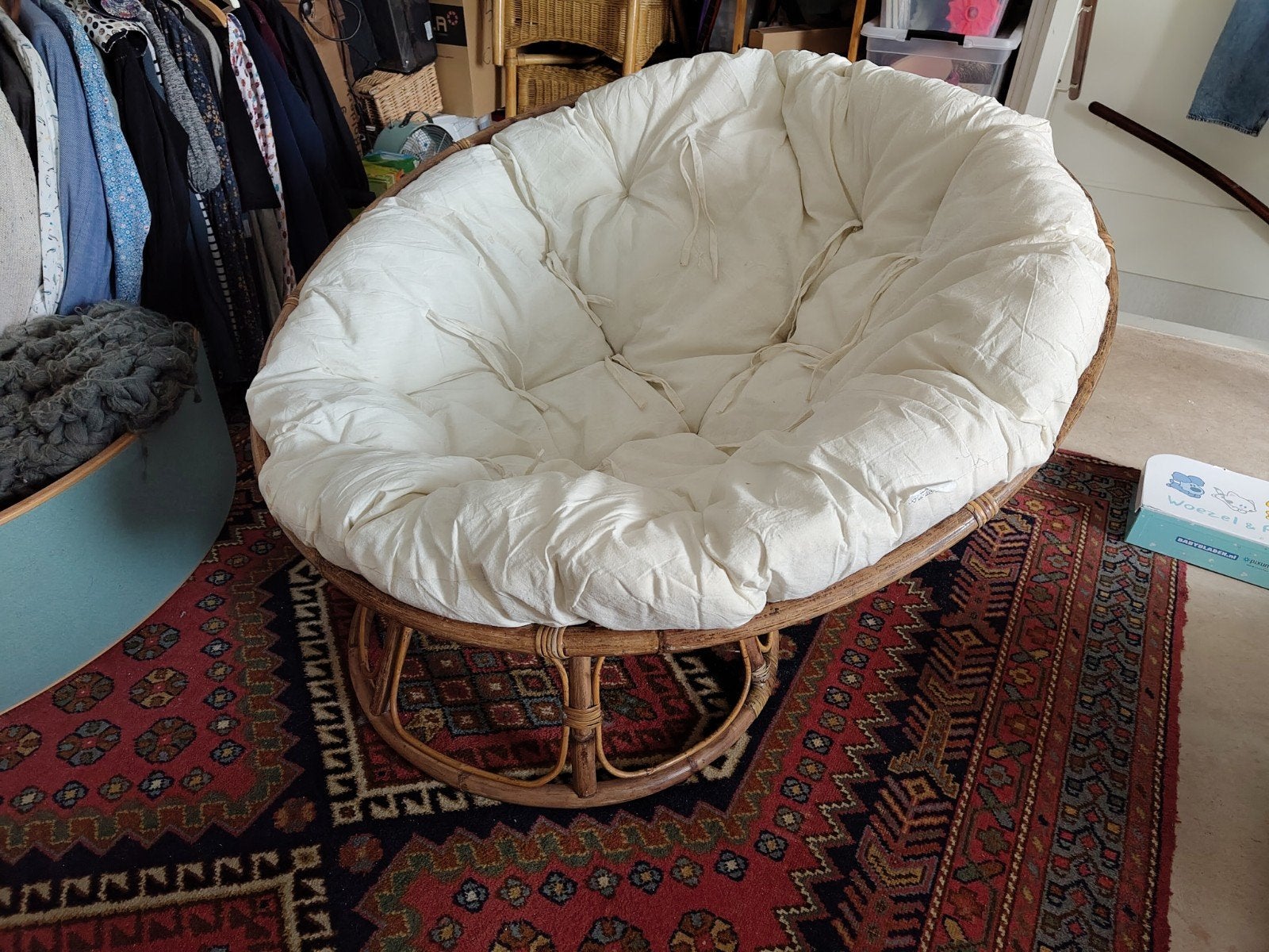 Comfortabele Papasan stoel met kussen, Ophalen, Gebruikt, Overige kleuren, Bohemian