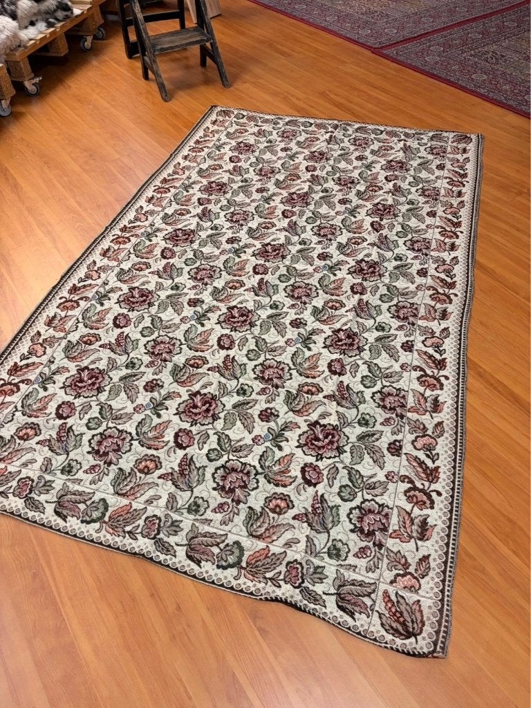 Vintage tafelkleed bloemen beige roest groen 230/138, Huis en Inrichting, Gebruikt, Djt@dejuistetoon.eu, Ophalen of Verzenden