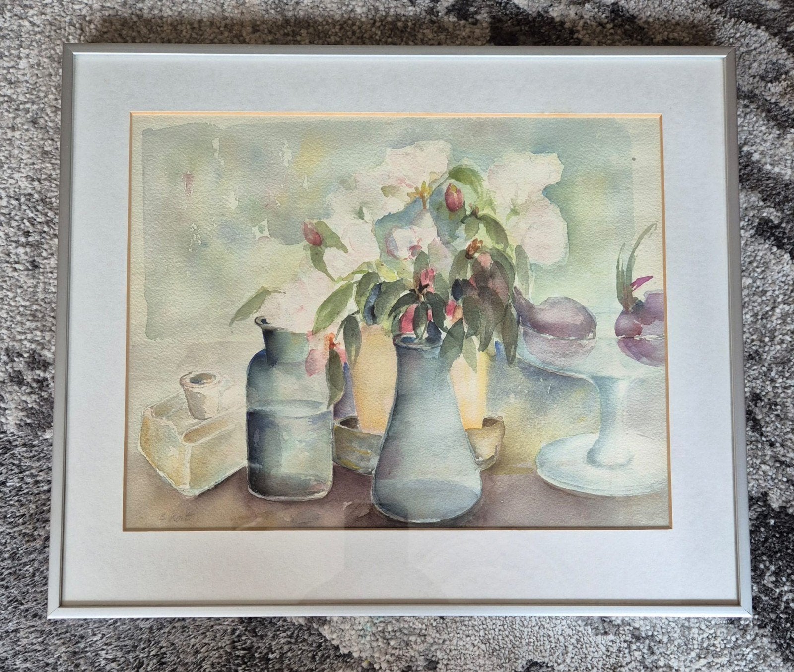 Mooi aquarel in warme kleuren,, Ophalen, Tekening, Aquarel, Ingelijst