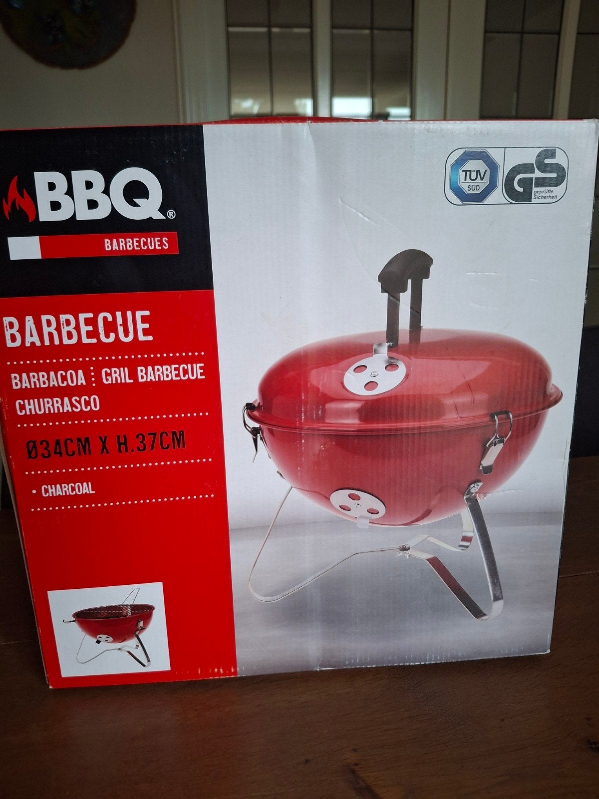 Nieuwe Rode BBQ Barbecue Houtskool Grill Ø34cm H37cm, Ophalen, Nieuw, BBQ