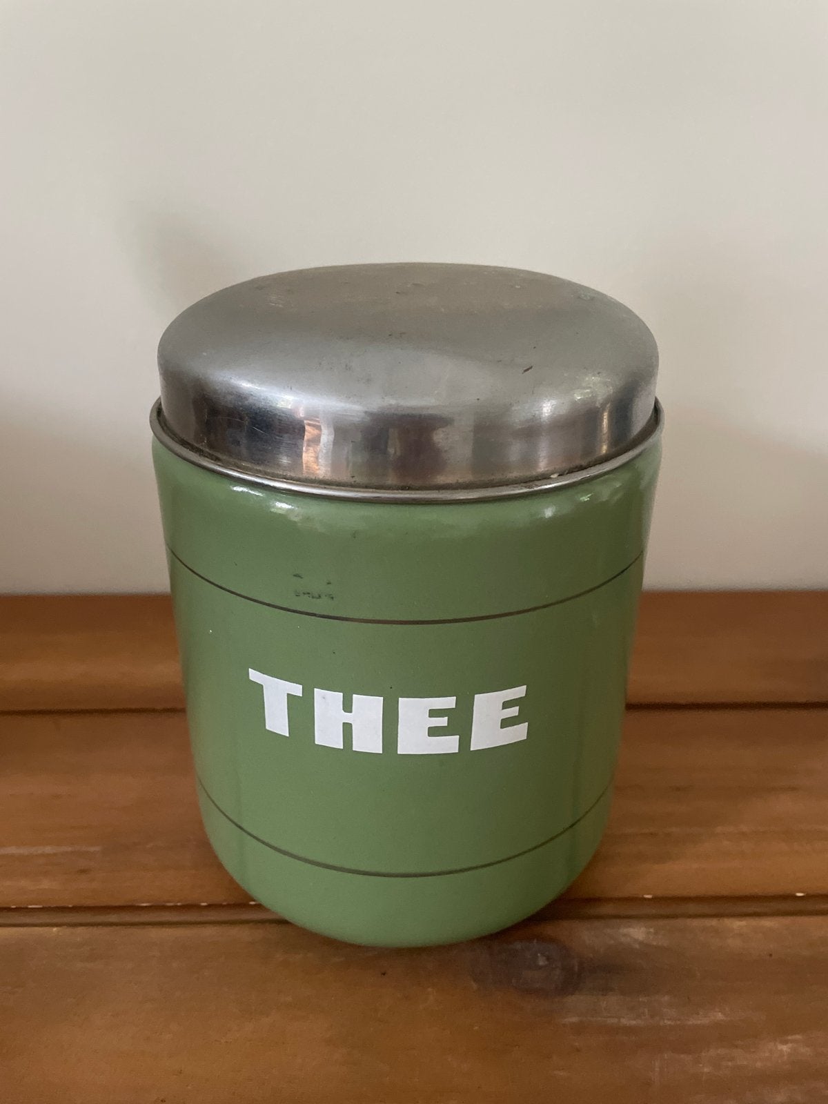 Vintage Groene Thee Blik emaille, Ophalen of Verzenden