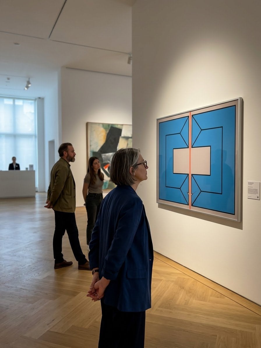 Abstract kunstwerk '2 x Blauw' (1982) van D.W. Beerling, Ophalen