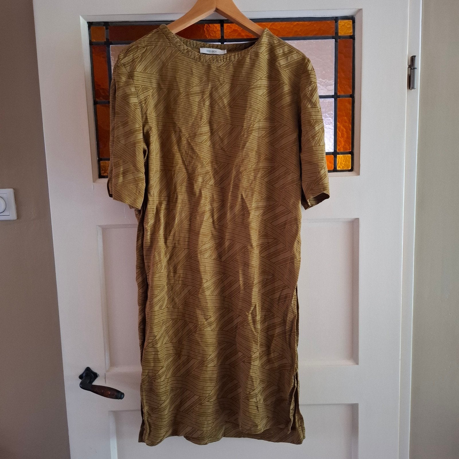 Sissy-Boy jurk maat S, okerbrons met grafisch patroon, Kleding | Dames, Sissy-Boy, Ophalen of Verzenden, Maat 36 (S), Gedragen