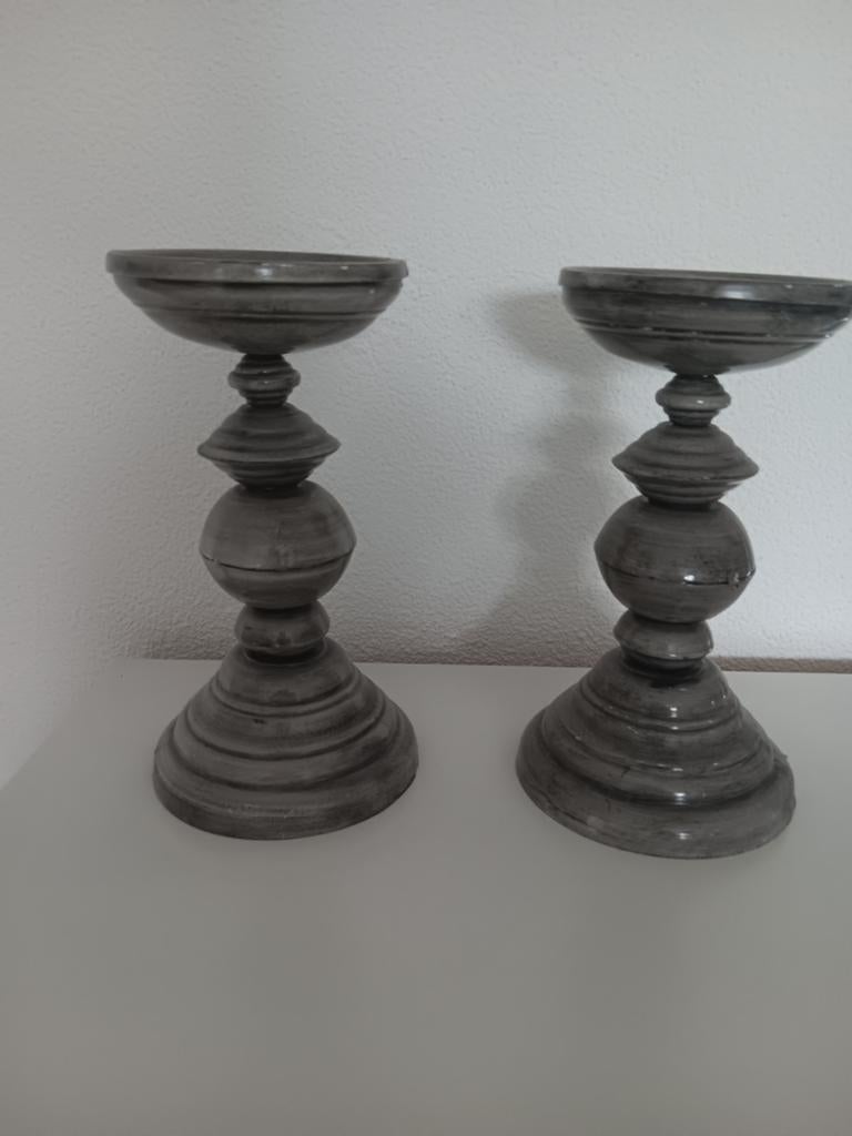 2 Metalen Kaarsenhouders, Verzenden, Zo goed als nieuw, Metaal, Minder dan 25 cm
