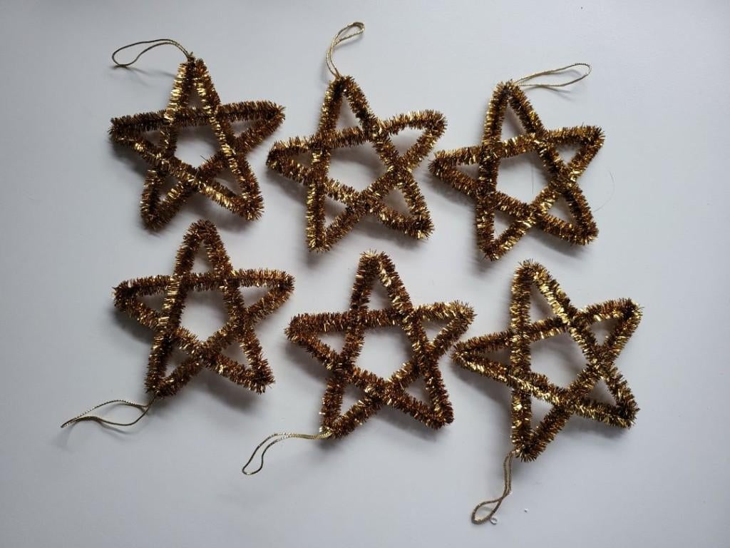 6 nieuwe gouden kerststerren voor in de kerstboom, Ophalen of Verzenden, Nieuw