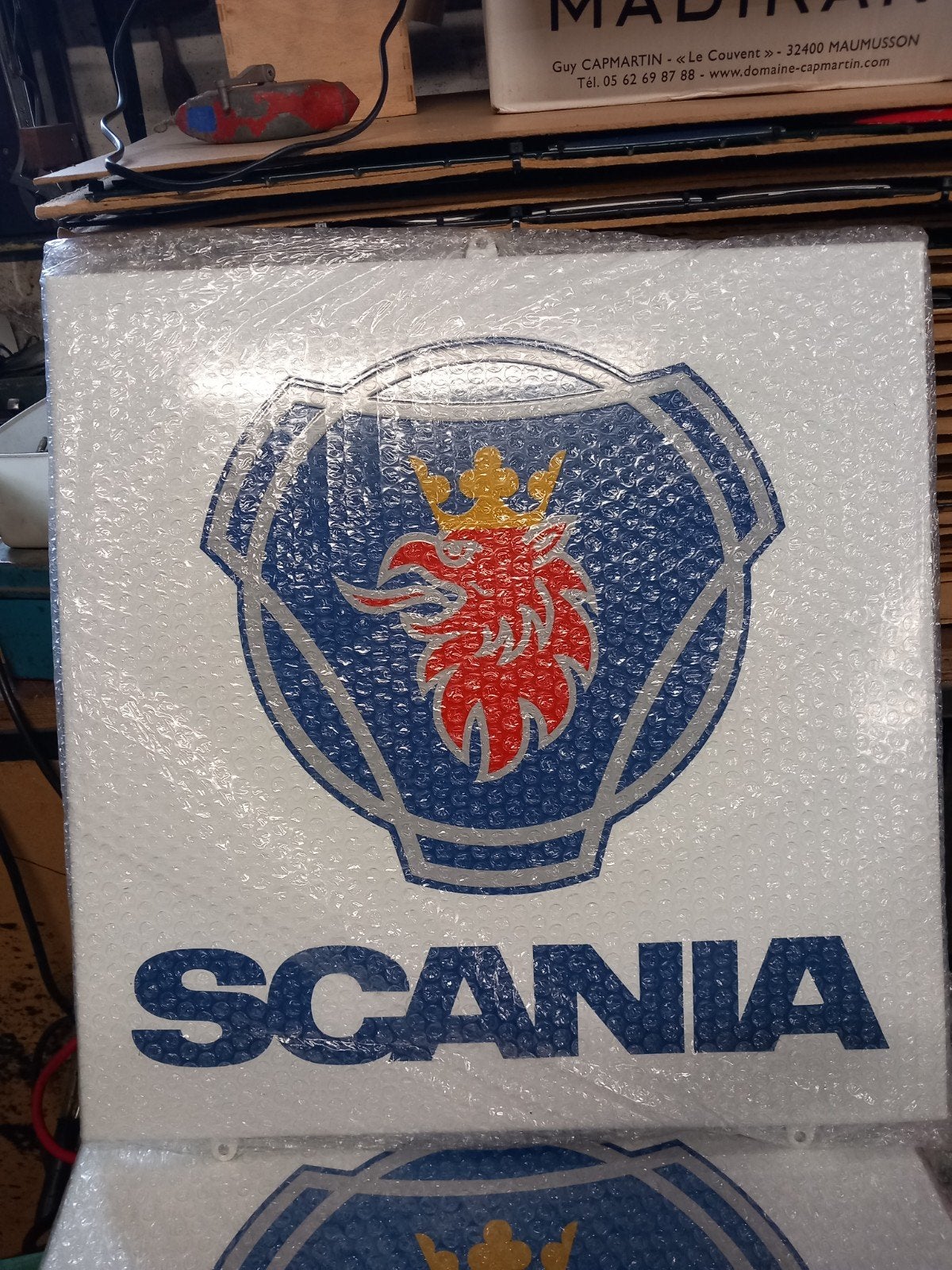 Super mooi groot emaile bord  50x50cm  Scania, Ophalen of Verzenden, Zo goed als nieuw, Reclamebord