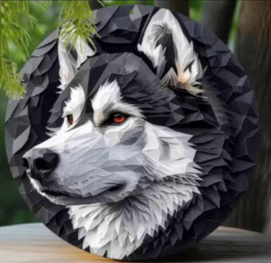 Vintage rond metalen bord Alaskan Malamute (20cm), Ophalen of Verzenden, Nieuw