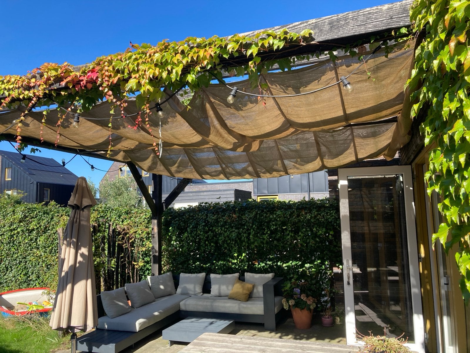 Pergola doeken (2) met stalen kabels - opknapper gratis, Ophalen, Gebruikt