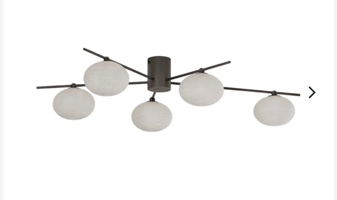 Plafondlamp - Lindby Valisa 5 Zwart, Ophalen of Verzenden, Nieuw, Glas