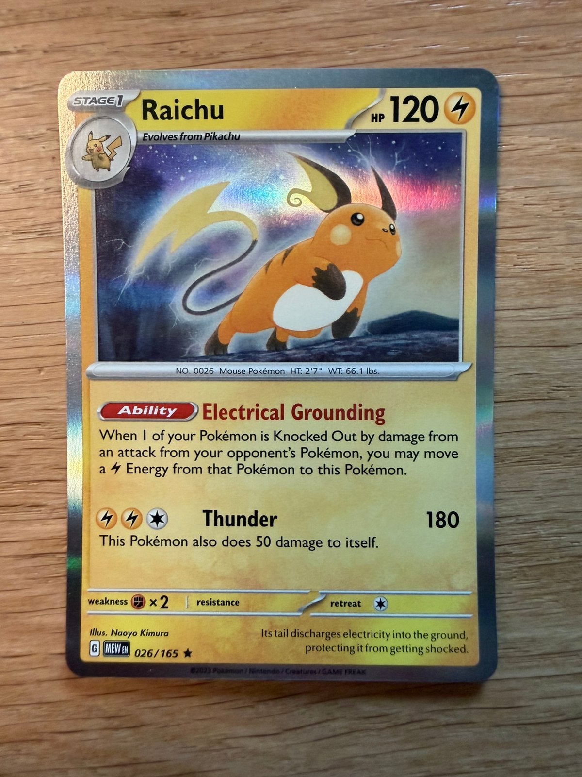 Raichu MEW 151 026/165, Hobby en Vrije tijd, Ophalen of Verzenden, Zo goed als nieuw