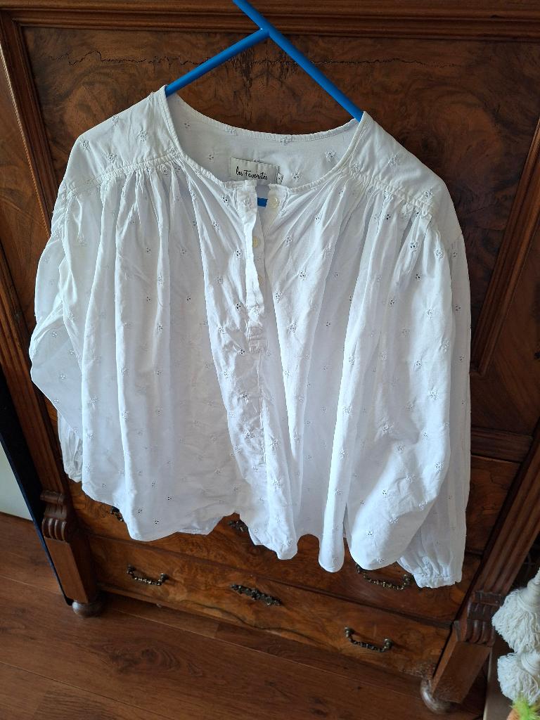 Les Favorites witte wijdvallende blouse S, Wit, Ophalen of Verzenden, Zo goed als nieuw, Maat 36 (S)