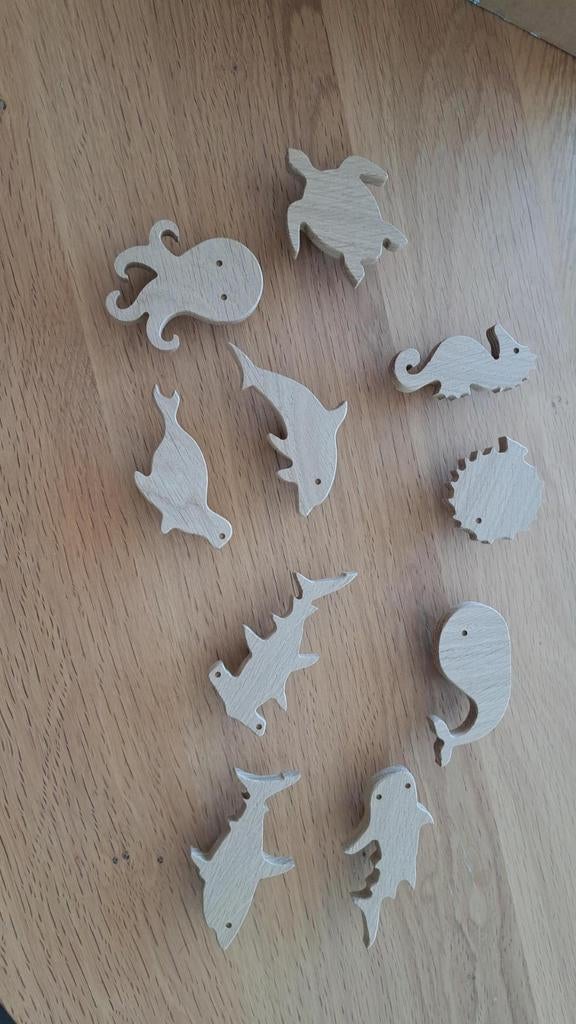 Houten ladeknoppen zeedieren met bijpassende schroeven, Overige typen, Dieren, Educatief, Overige merken