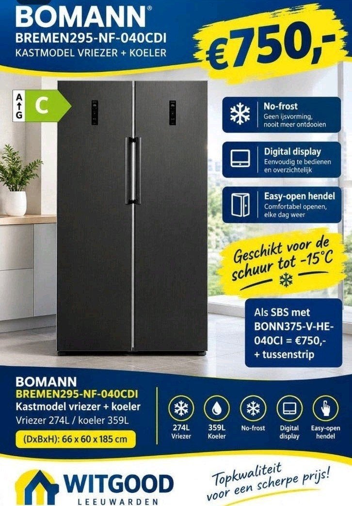 Nieuwe Frilec koel- en vriesset met 5 jaar garantie! Witgood