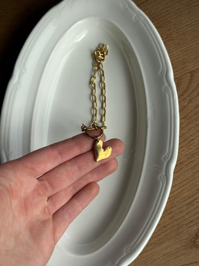 anna + nina hart ketting | goudkleurig | nieuw | sieraden, Sieraden, Tassen en Uiterlijk, Ophalen of Verzenden, Nieuw, Goud, Overige materialen