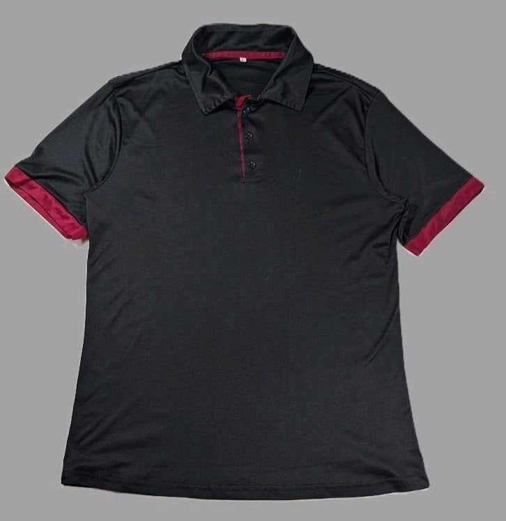 Sportieve | heren polo | zwart / rood | L | korte mouw ZGAN, Ophalen of Verzenden, Zo goed als nieuw, Maat 52/54 (L), Zwart