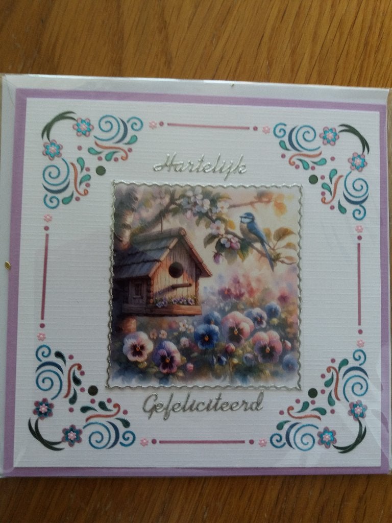 Hartelijk Gefeliciteerd kaartje no. 2635, Hobby en Vrije tijd, Kaarten | Zelfgemaakt, Ophalen of Verzenden, Nieuw, Fantasie