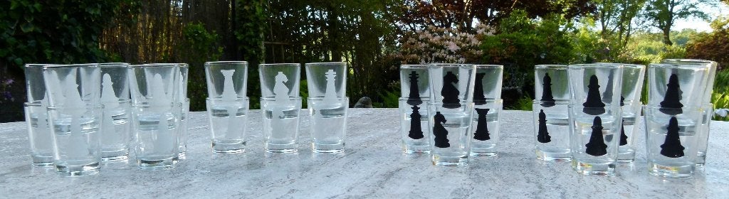 Vaderdag Kado Schaakspel : 2 x 16 Borrel / Shot Glazen, Glas of Glazen, Nieuw, Ophalen of Verzenden, Glas