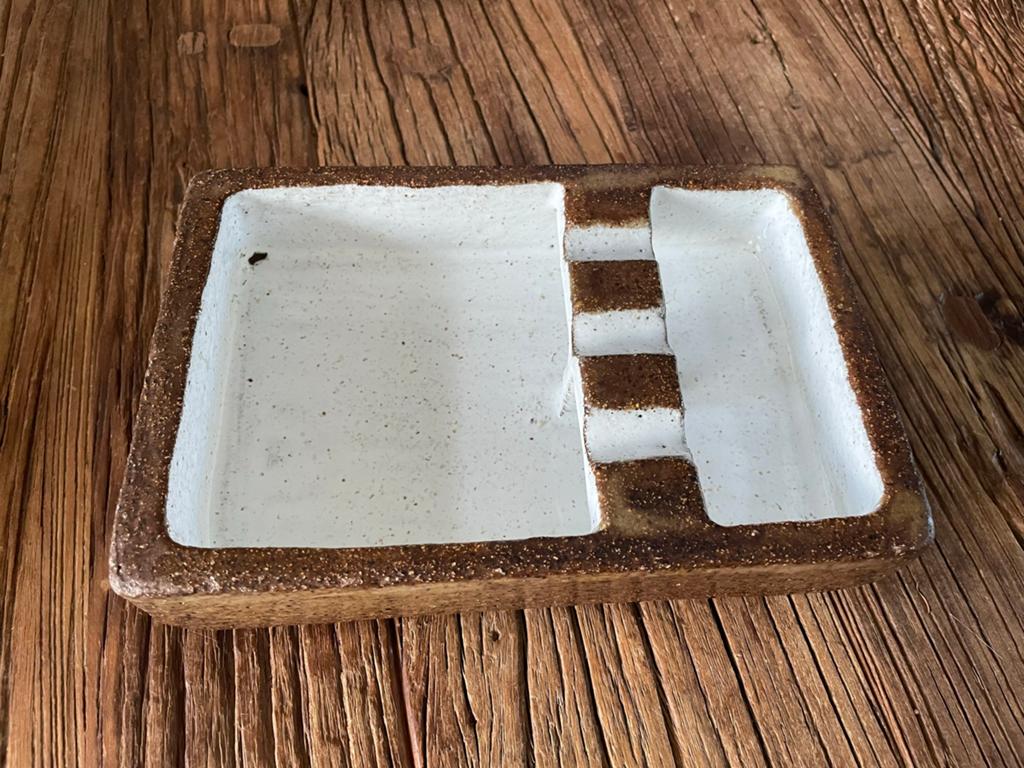 Vintage Zaalberg Keramiek Asbak/Schaal - Bruin/Wit, Ophalen of Verzenden