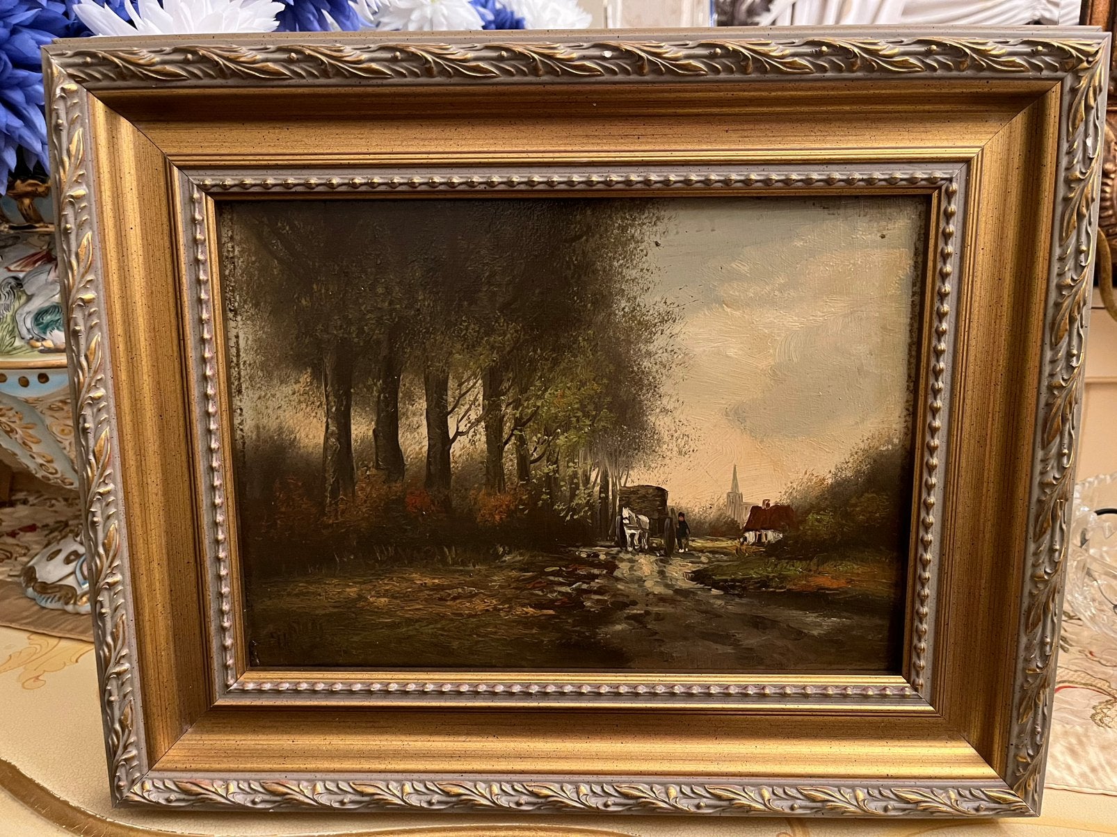 Antiek olieverf landschap schilderij, Antiek en Kunst, Ophalen of Verzenden