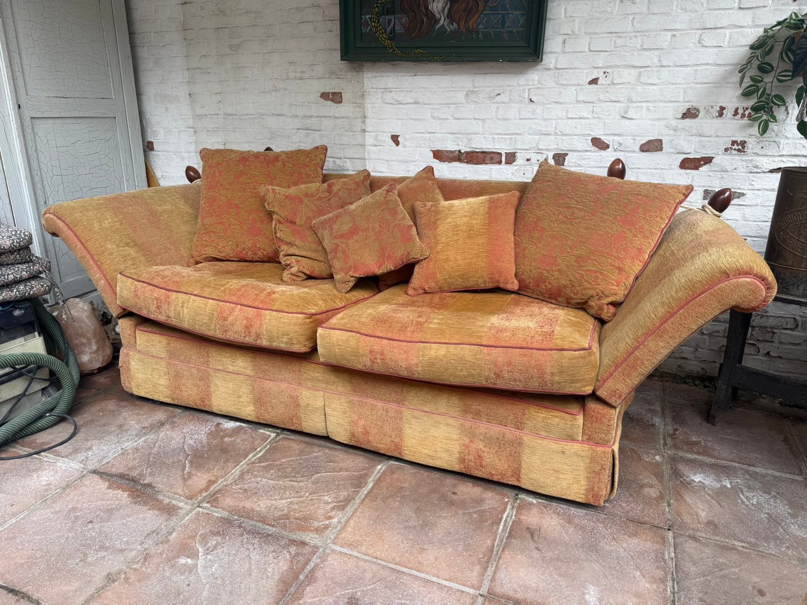 Klassieke Engelse bank zetel salon kasteelzetel, Ophalen, Zo goed als nieuw, 75 tot 100 cm
