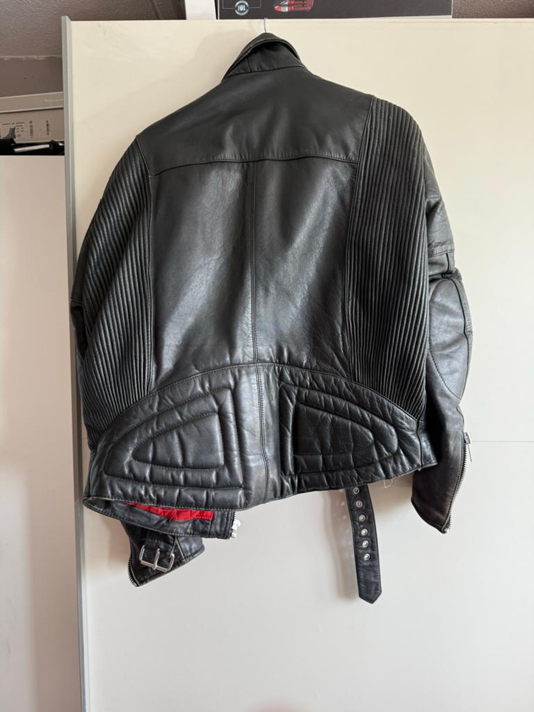 MQP Leren Motorjas Zwart met Rode Voering, Ophalen of Verzenden, Tweedehands, Heren, Jas | leer