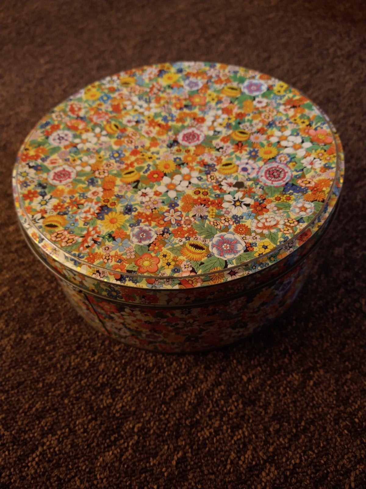 Vintage koektrommel met bloemenprint, Ophalen of Verzenden